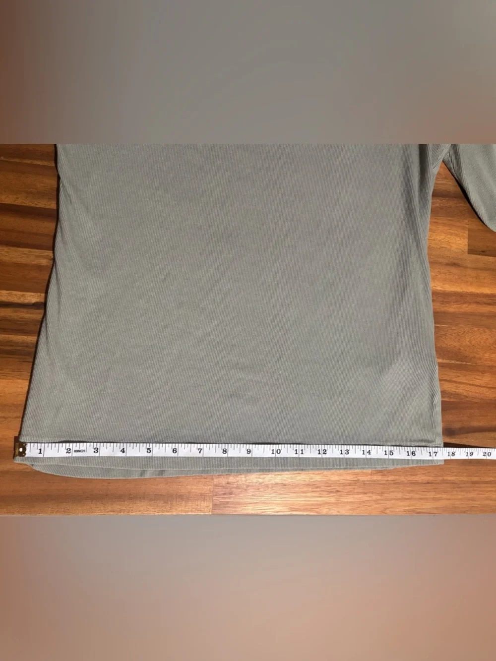 H&M Sage Green Ribbed Long Sleeve Tee XL Minimalist, Stretch Top - Picture 5 of 8